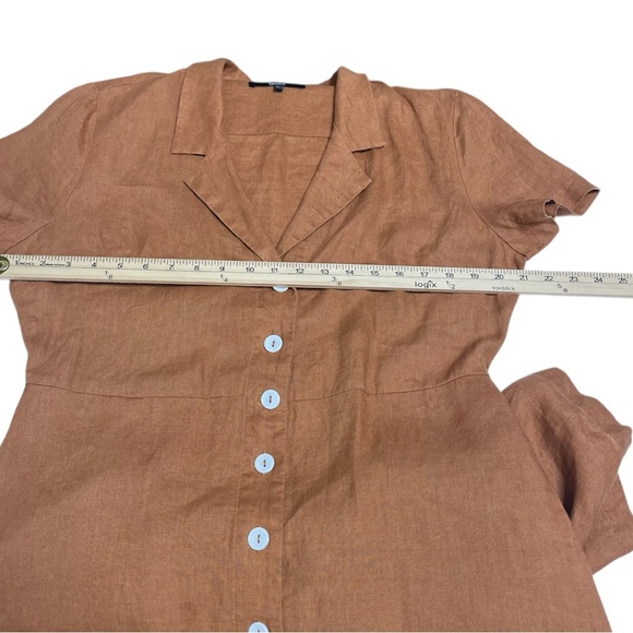Quince 100% European Linen Button-Front Terracotta Midi Dress Size Large - Picture 6 of 9